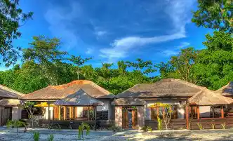 Exterior of a luxurious and modern private Villa at Mataking Island Resort, offering 5-star accommodation for a perfect honeymoon.
