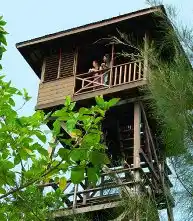 Wooden watchtower on Mataking Island, offering guests breathtaking panoramic views of the entire island and the surrounding Celebes Sea.
